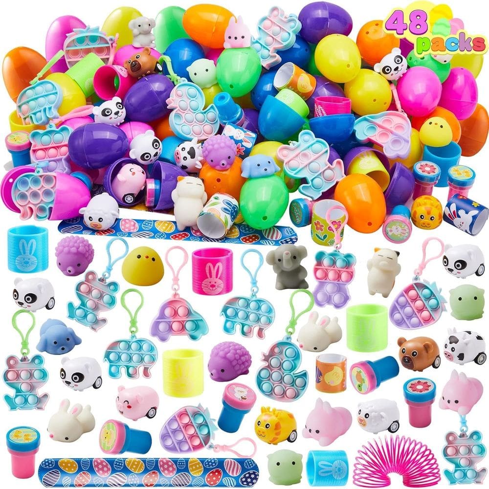 Ovos de Páscoa pré-recheados JOYIN 48 unidades com brinquedos variados