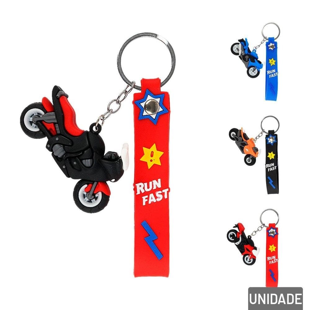 Chaveiro de Silicone 13cm Moto Color - Tudo em Caixa
