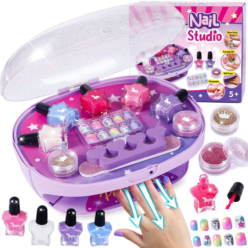 Conjunto de esmaltes Golray Kids All-in-One com secador de unhas e muito mais
