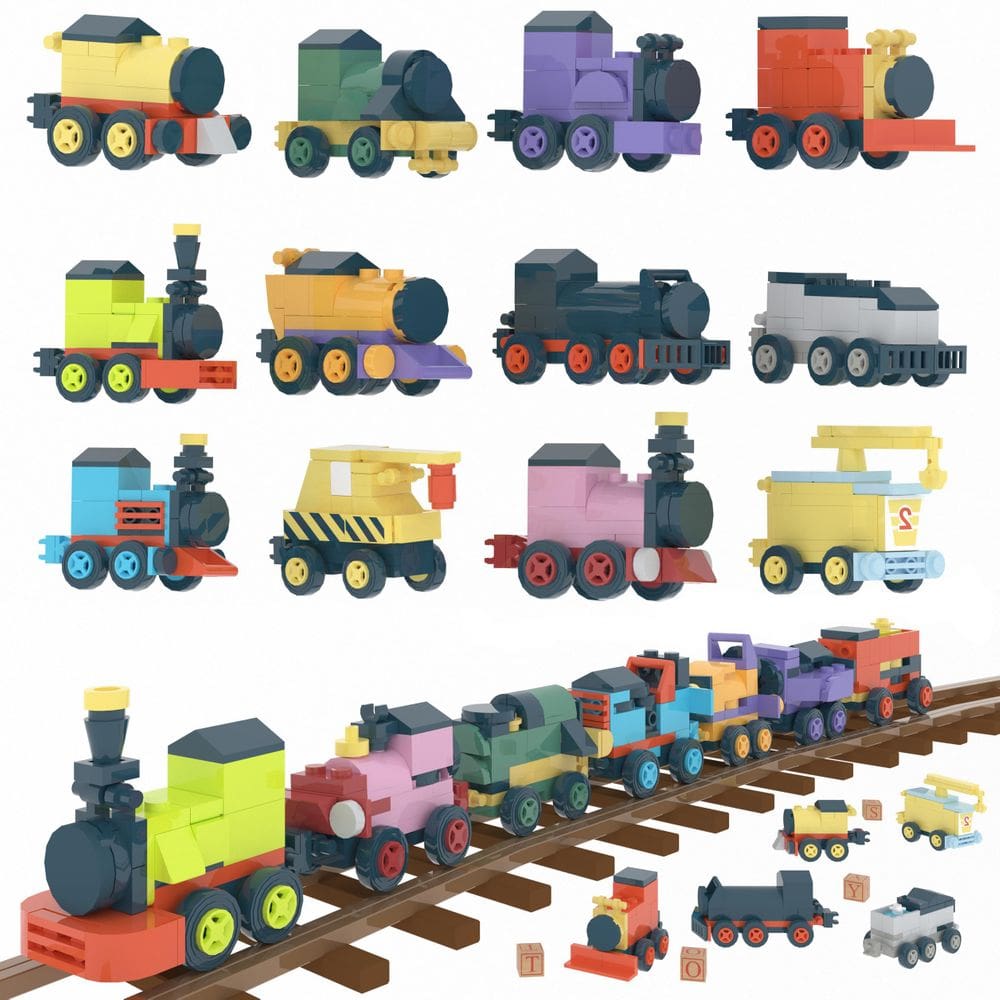 Pacote de 12 brinquedos Building Blocks DIKDOD Trains para crianças de 6 a 12 anos ou mais