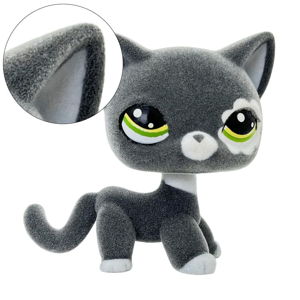 Figura de animal flocada de brinquedo Fuzzy Short Hair Cat 5cm #2249