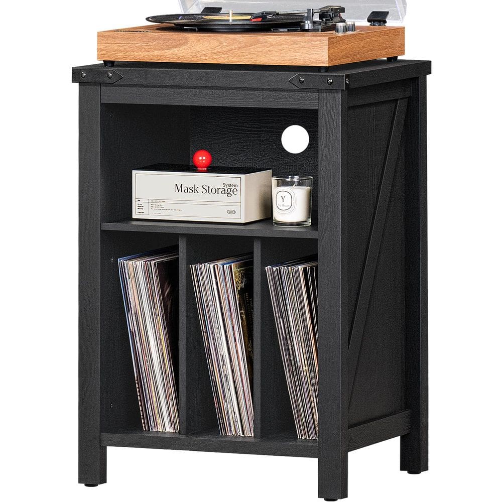 Suporte para toca-discos Joaxswe com armazenamento de discos de vinil