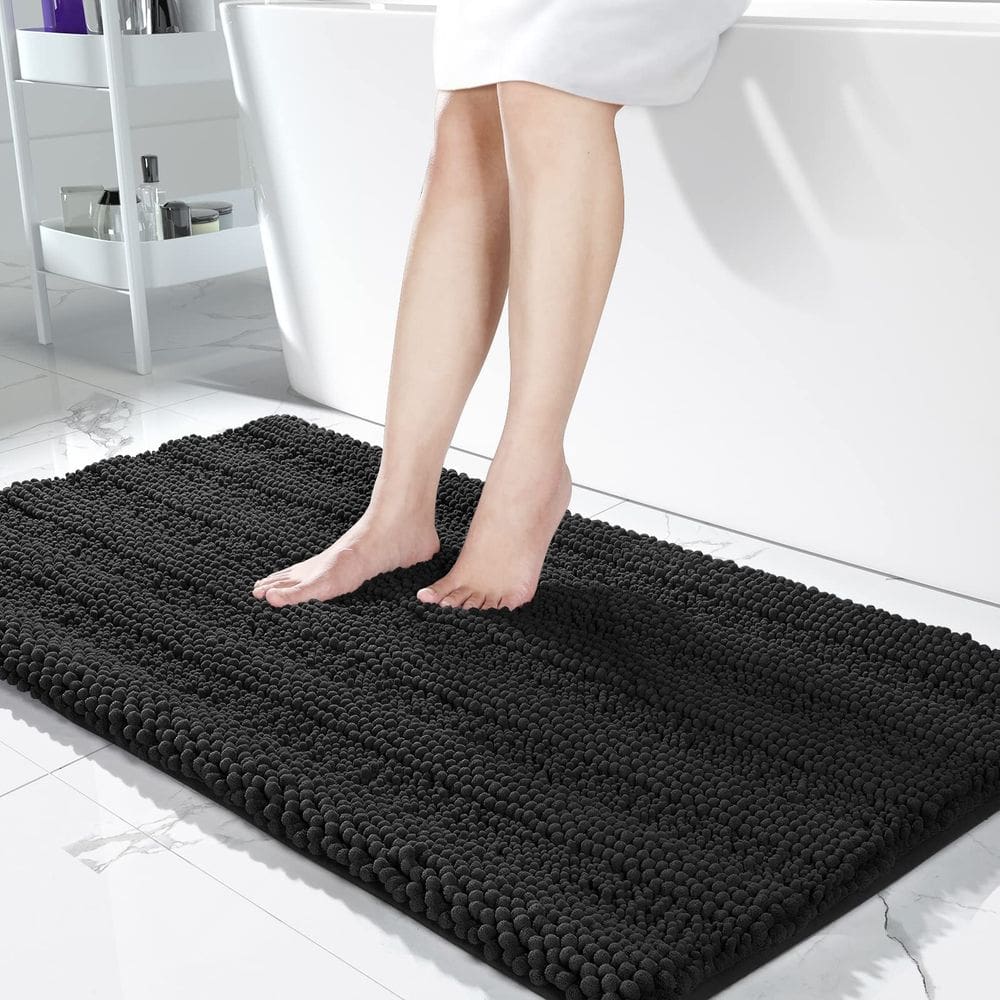 Tapete de banheiro Yimobra Ultra Plush Chenille 120x60cm preto
