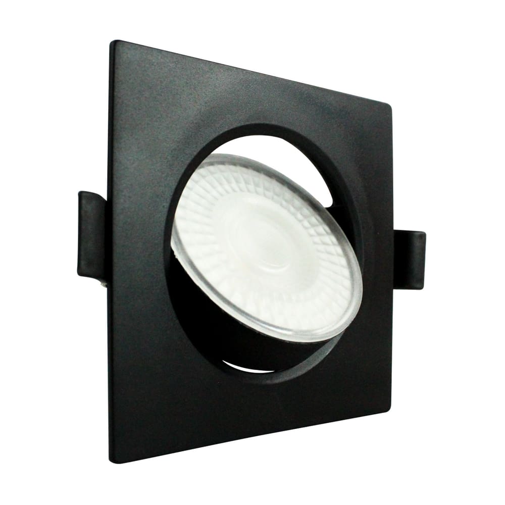 Spot LED Embutir 5W 3000K Quadrado Preto Bivolt Foxlux