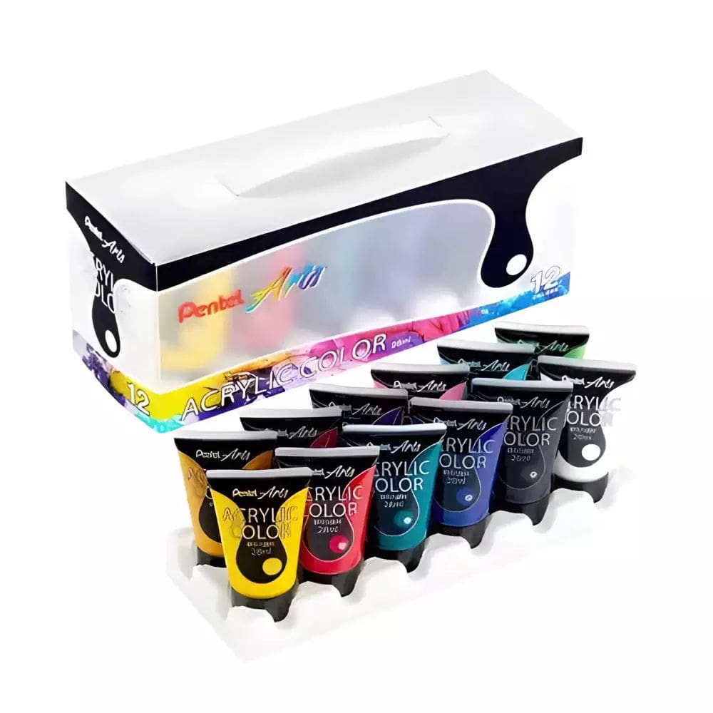 Tinta Acrílica Pentel 28ml Acrylic Colour Kit 12 cores