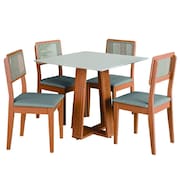 Conjunto Sala de Jantar Mesa Athenas Quadrada 4 Cadeiras Santiago Dobuê
