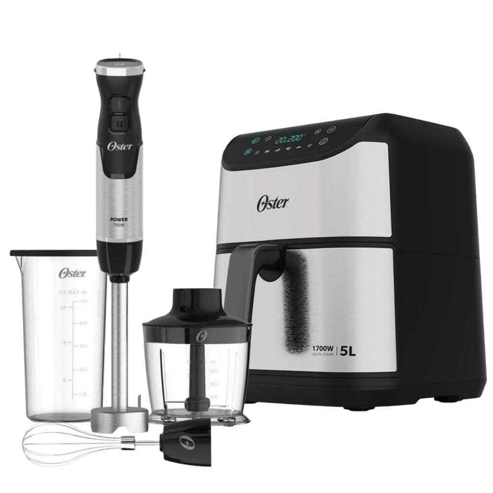 Kit Mixer Power 3 Em 1 E Fritadeira Inox Digital 5L Oster 110V