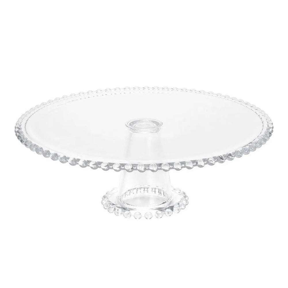 Prato P/ Bolo Doces C/ Pé Boleira Redondo Pearl Cristal Wolf