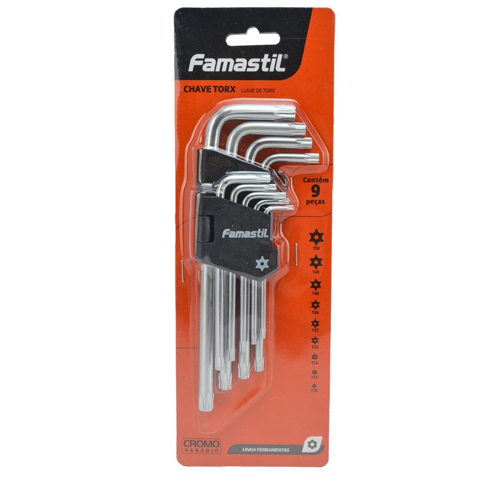 Jogo Chave Torx em Aço Cromo com 9 Peças Famastil