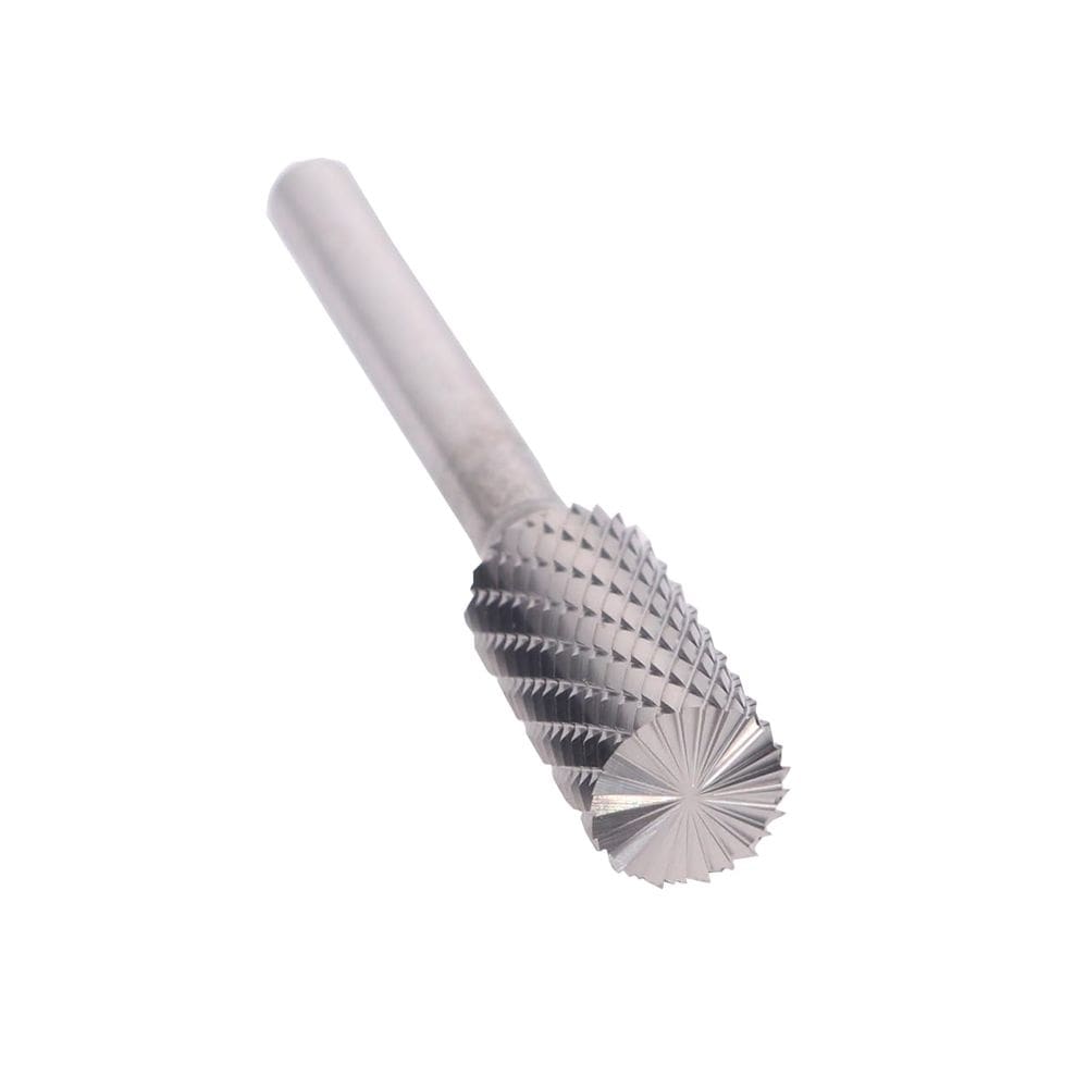 Broca de carboneto/lima rotativa, corte final cilíndrico, corte duplo, 6 mm