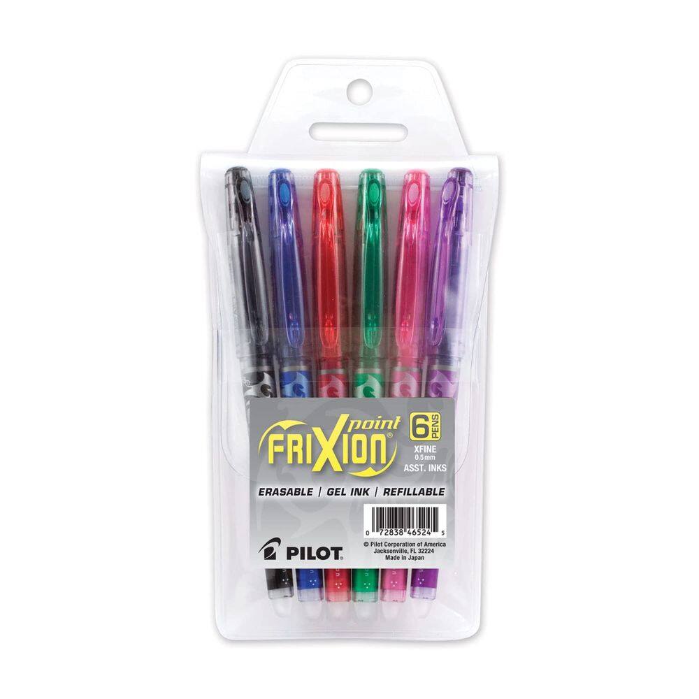 Canetas de tinta gel Pilot FriXion Point de 0,5 mm, pacote com 6 unidades