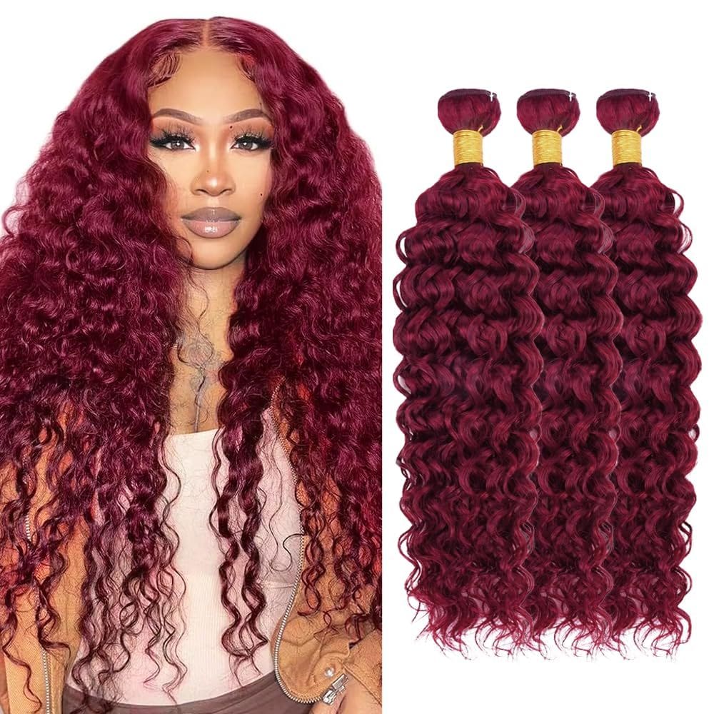 Pacotes de cabelo LadrxADR 99J Burgundy Water Wave 45 cm 3 pacotes