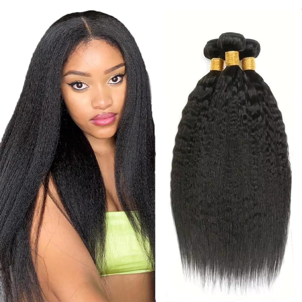 Pacotes de cabelo Ladrxadr Yaki Straight 8A Remy #1B 45-55cm 3 pacotes