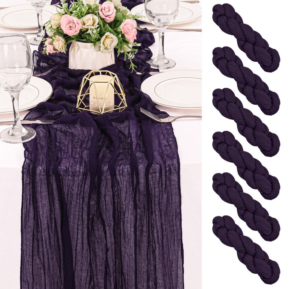 Pano de algodão roxo escuro HAISIWLKJ Table Runner de 3 m x 55 cm - pacote com 6