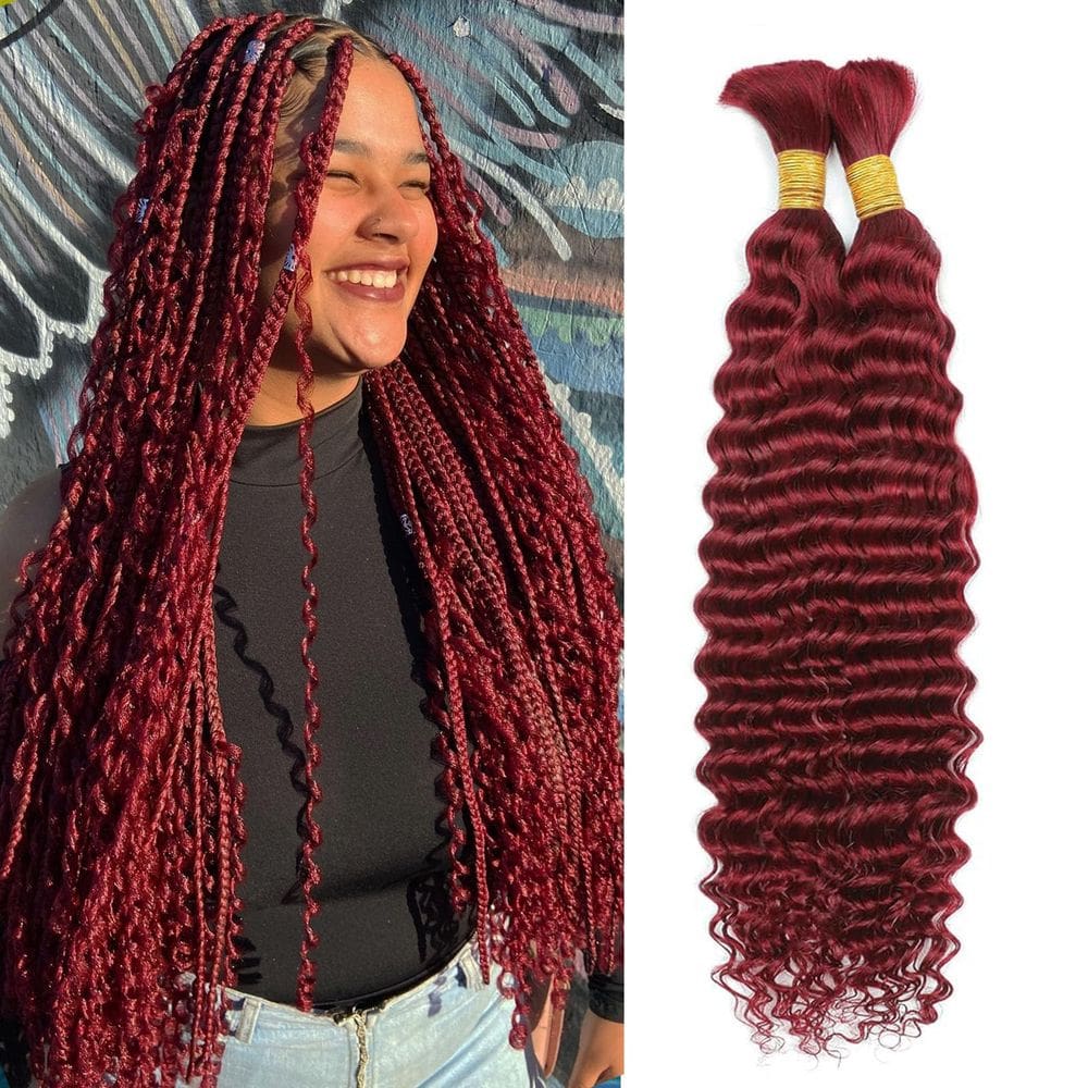 Braiding Hair LYISKB 2 pacotes 100g Borgonha 99J Curly 40cm