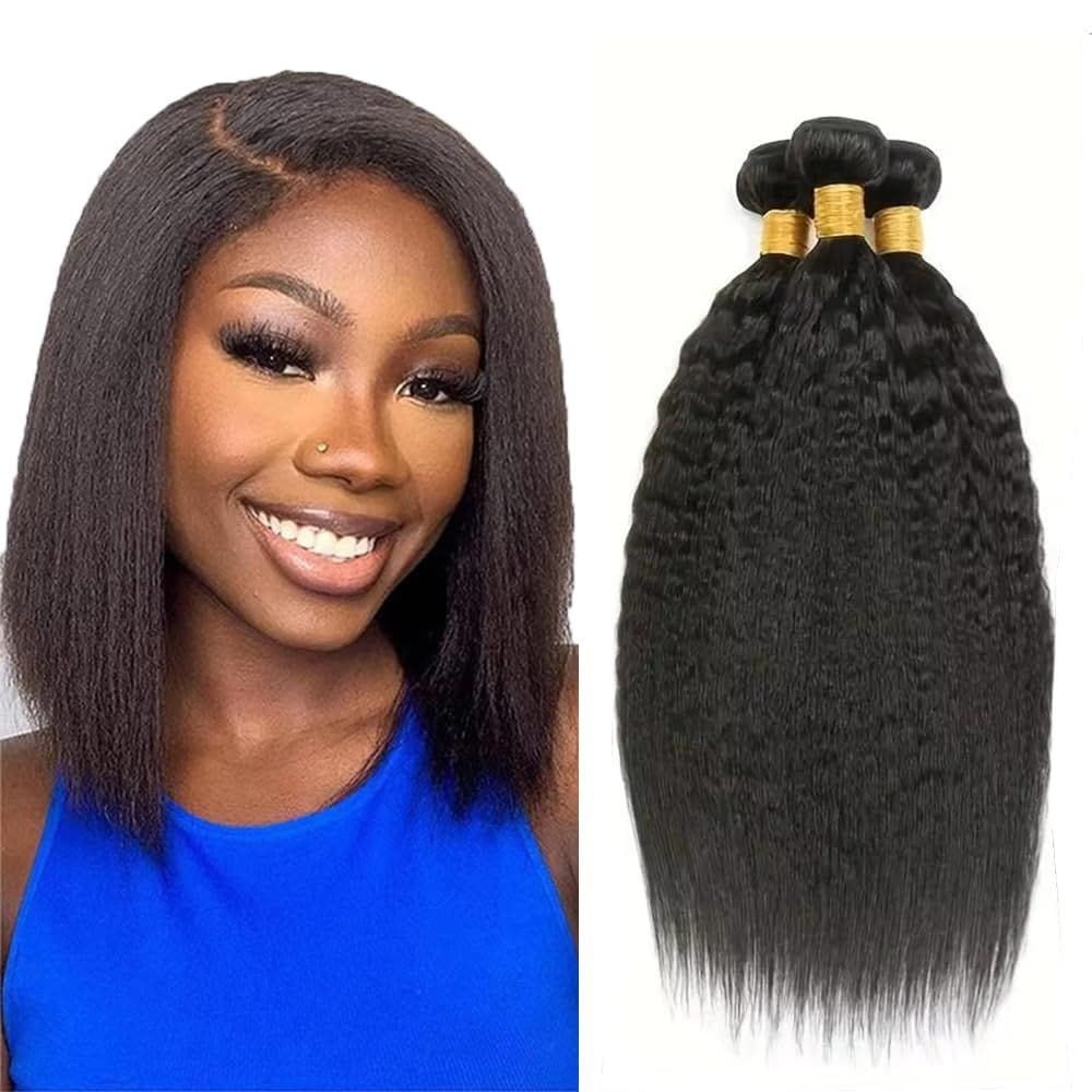 Pacotes de cabelo Ladrxadr Yaki Straight Human Hair 14 cm 16 cm 18 cm