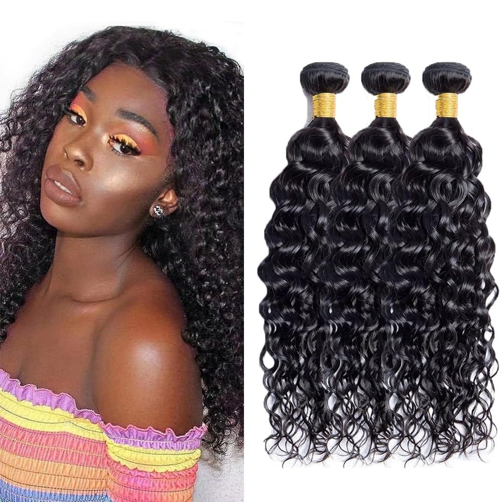Pacotes de cabelo LadrxADR Color #1B Water Wave 35-45cm 3 pacotes
