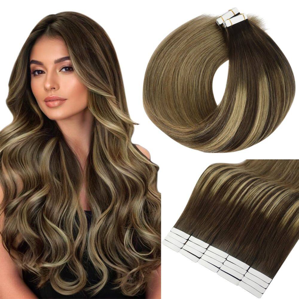 Extensões de cabelo com fita adesiva Full Shine 40 cm de marrom a loiro