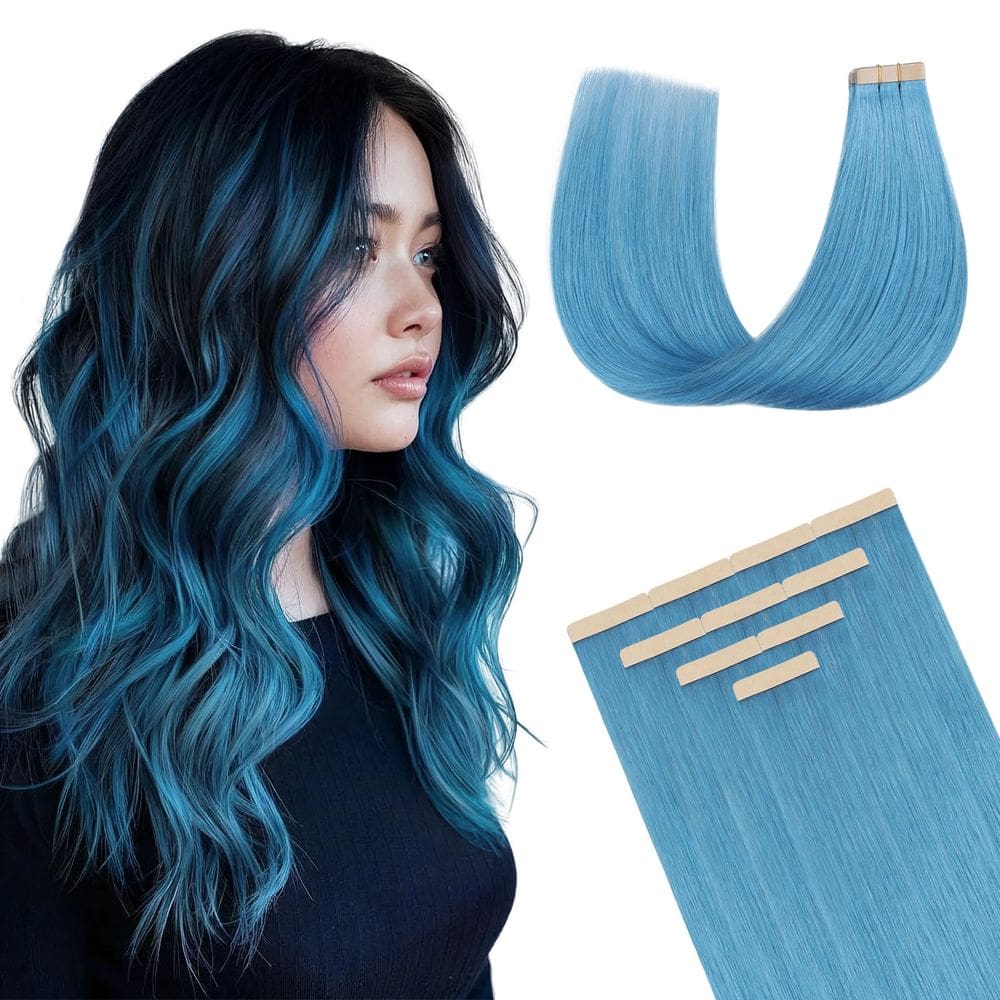 Fita adesiva em extensões de cabelo humano DOORES Turquoise Remy Hair 25g