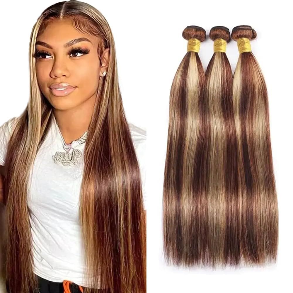 Pacotes de cabelo LadrxADR 613 Cabelo humano reto 56-66cm castanho
