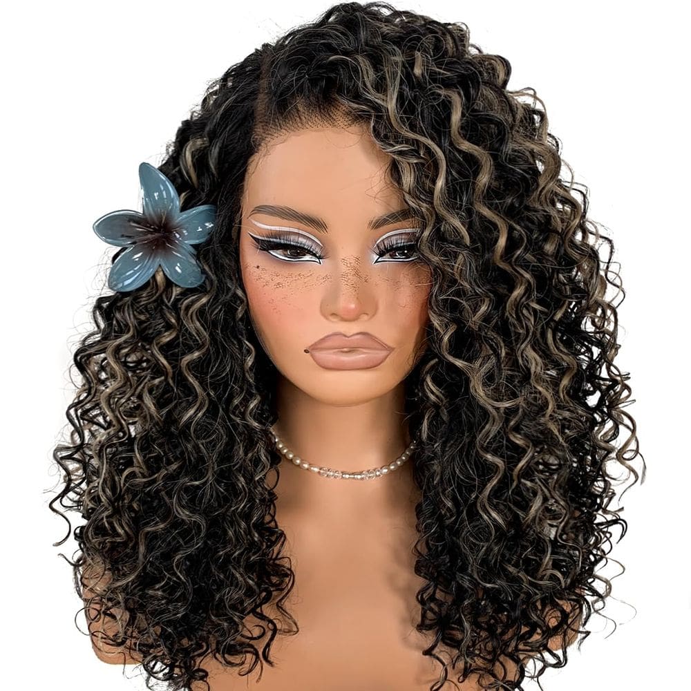 A peruca MITIMES destaca renda frontal, encaracolada, use e estilo afro