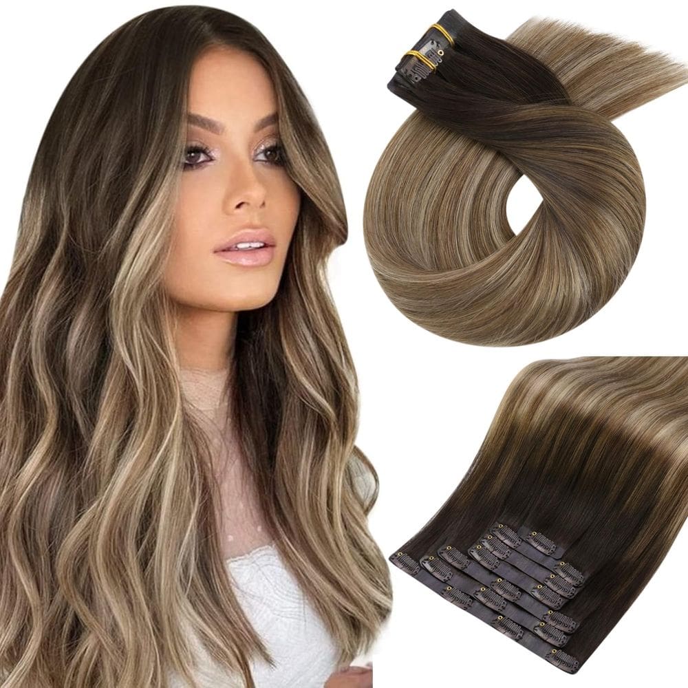 Clip in Hair Extensions Moresoo Seamless Human Hair 120g