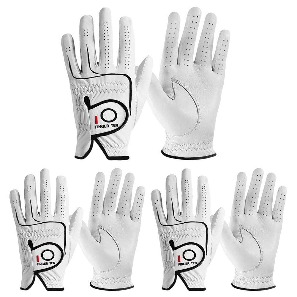 Luvas de golfe FINGER TEN Cabretta Leather, pacote com 3 unidades para homens