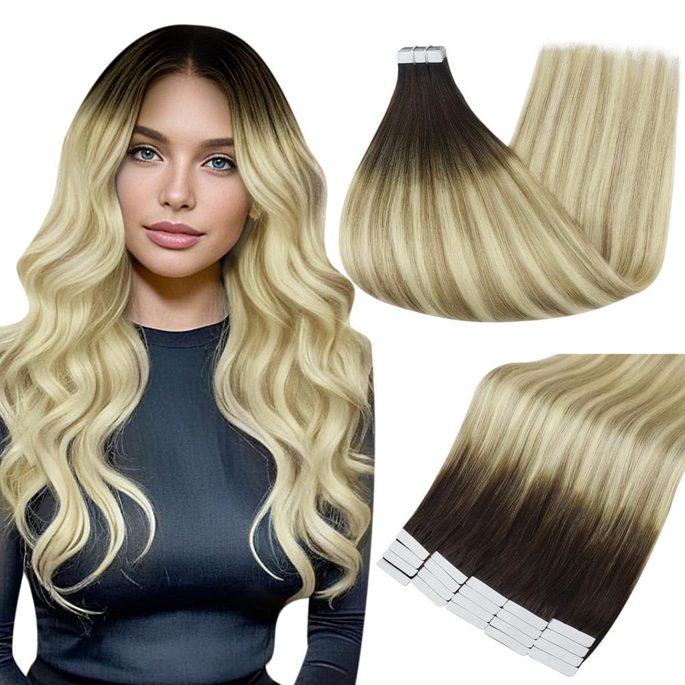 Extensões de cabelo Full Shine Tape na cor 2 a 18, loiro acinzentado