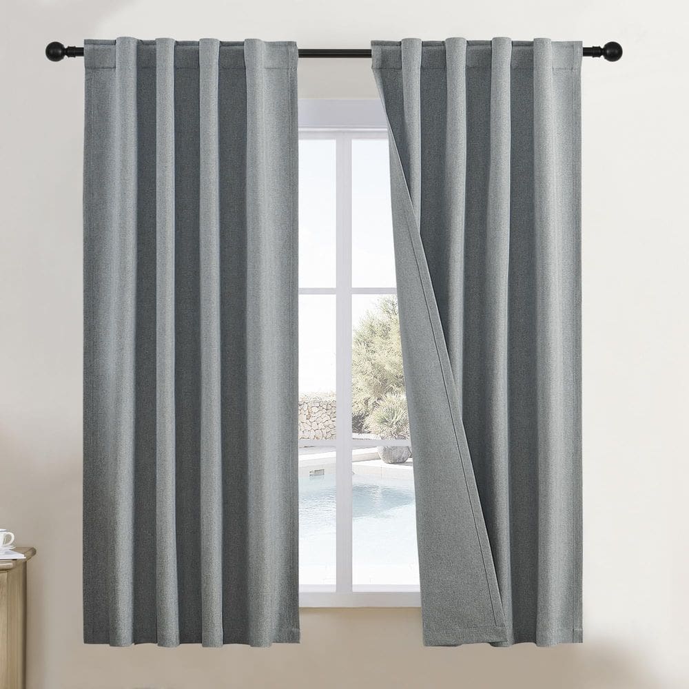 Conjunto de cortinas DUALIFE Dark Grey Blackout 137x137cm com 2 painéis