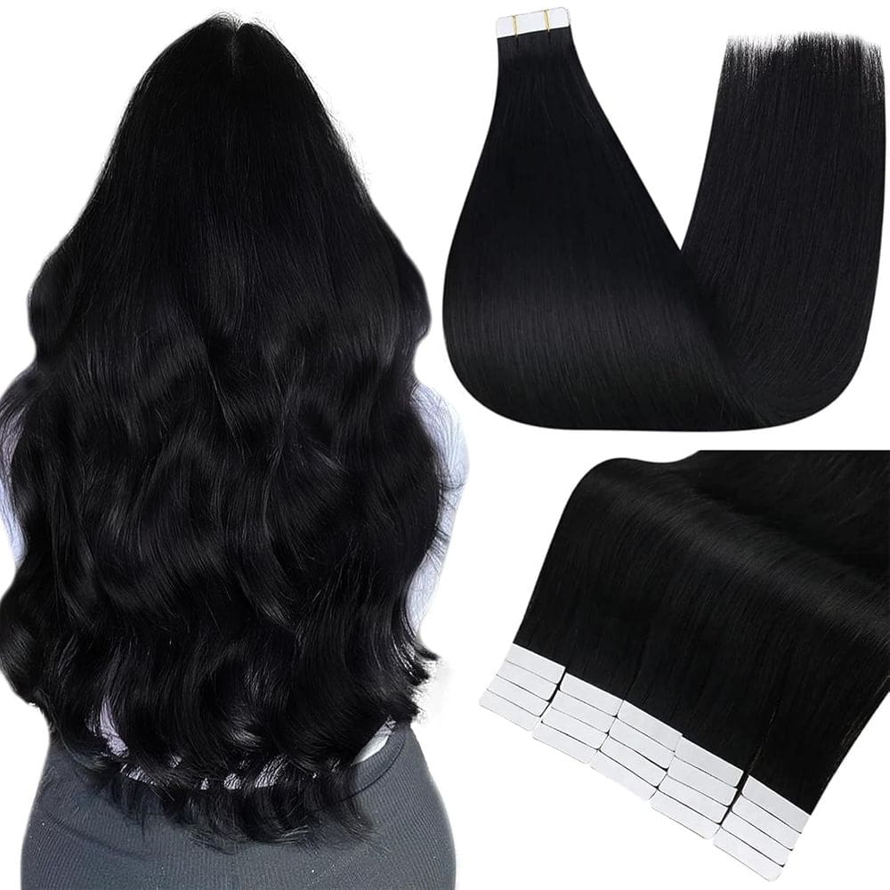 Extensões de cabelo Full Shine Remy Human Hair 45 cm Jet Black
