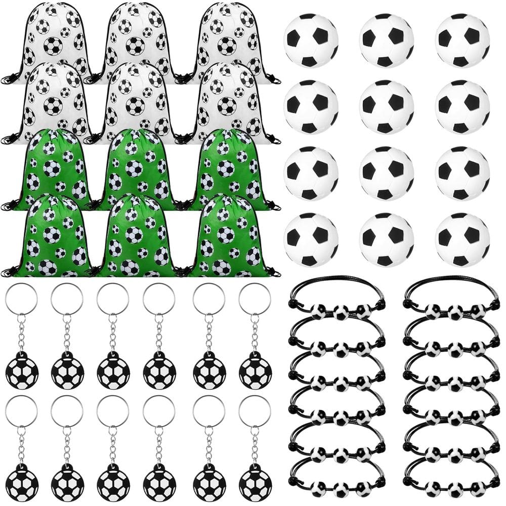 Conjunto de lembrancinhas com tema aberto de futebol, 48 unidades com mochilas e muito mais