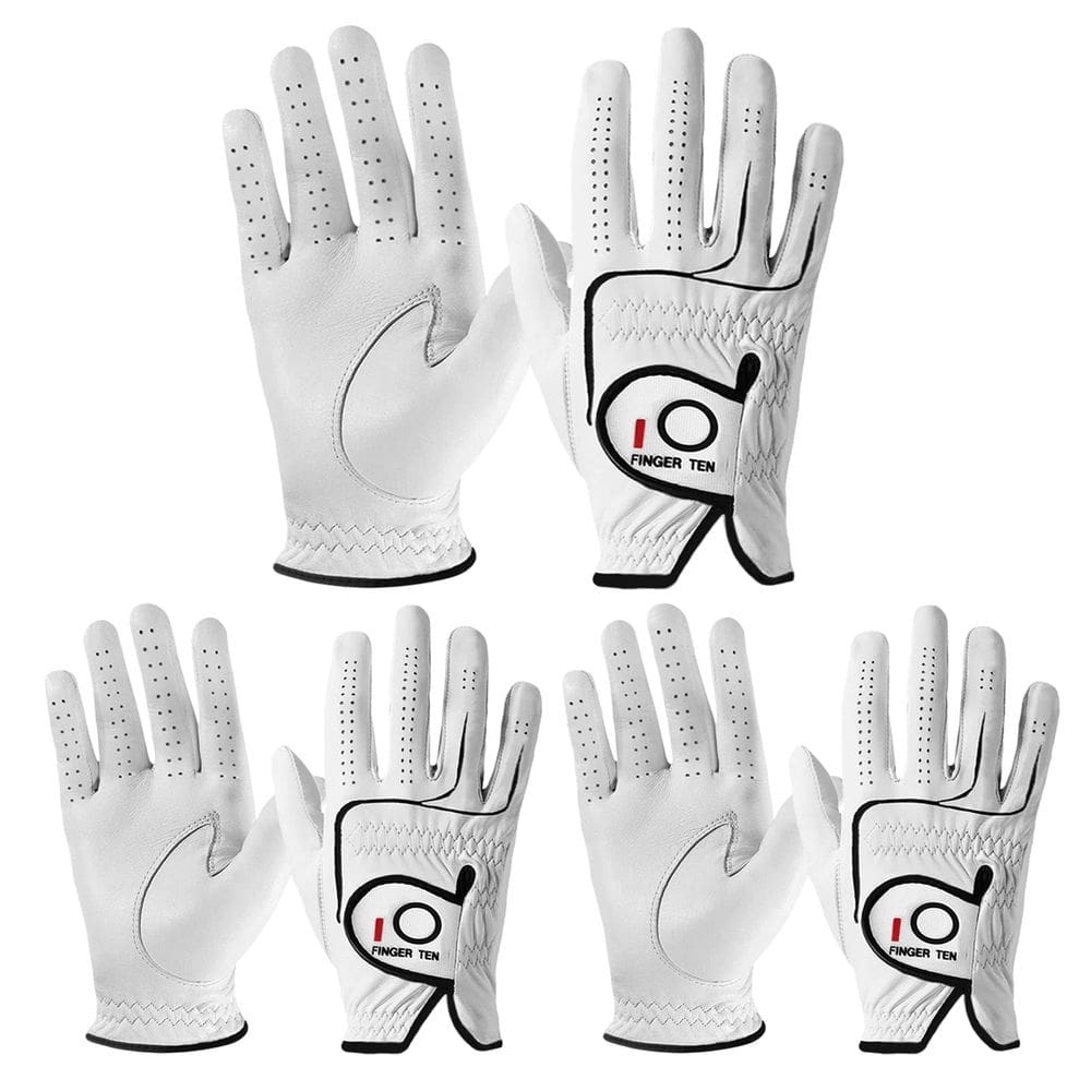 Luvas de golfe FINGER TEN, pacote com 3 unidades, couro cabretta, mão direita, para homens