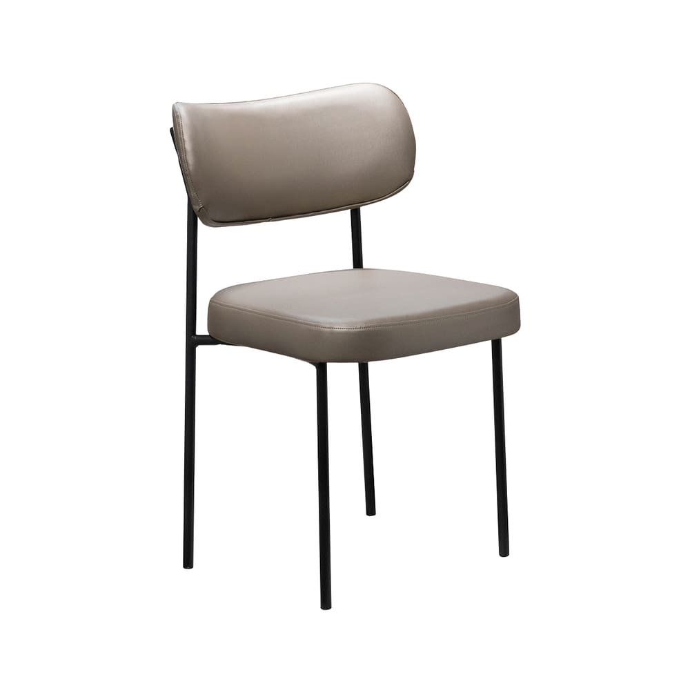Cadeira Estofada Leather Para Sala Jantar em Aço-Cinza Gianduia-EdeCasaMoveis