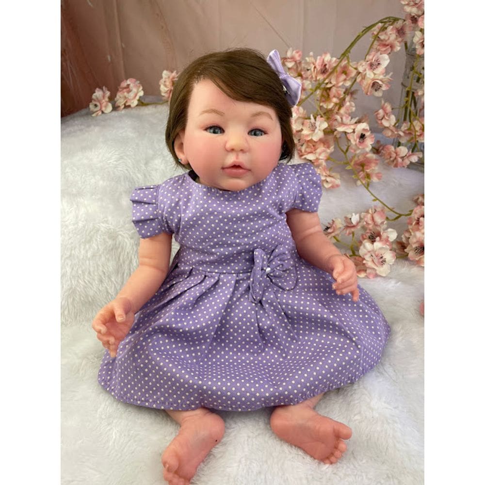 Boneca Reborn Menina Cabelo Fio a Fio Realista + Acessórios