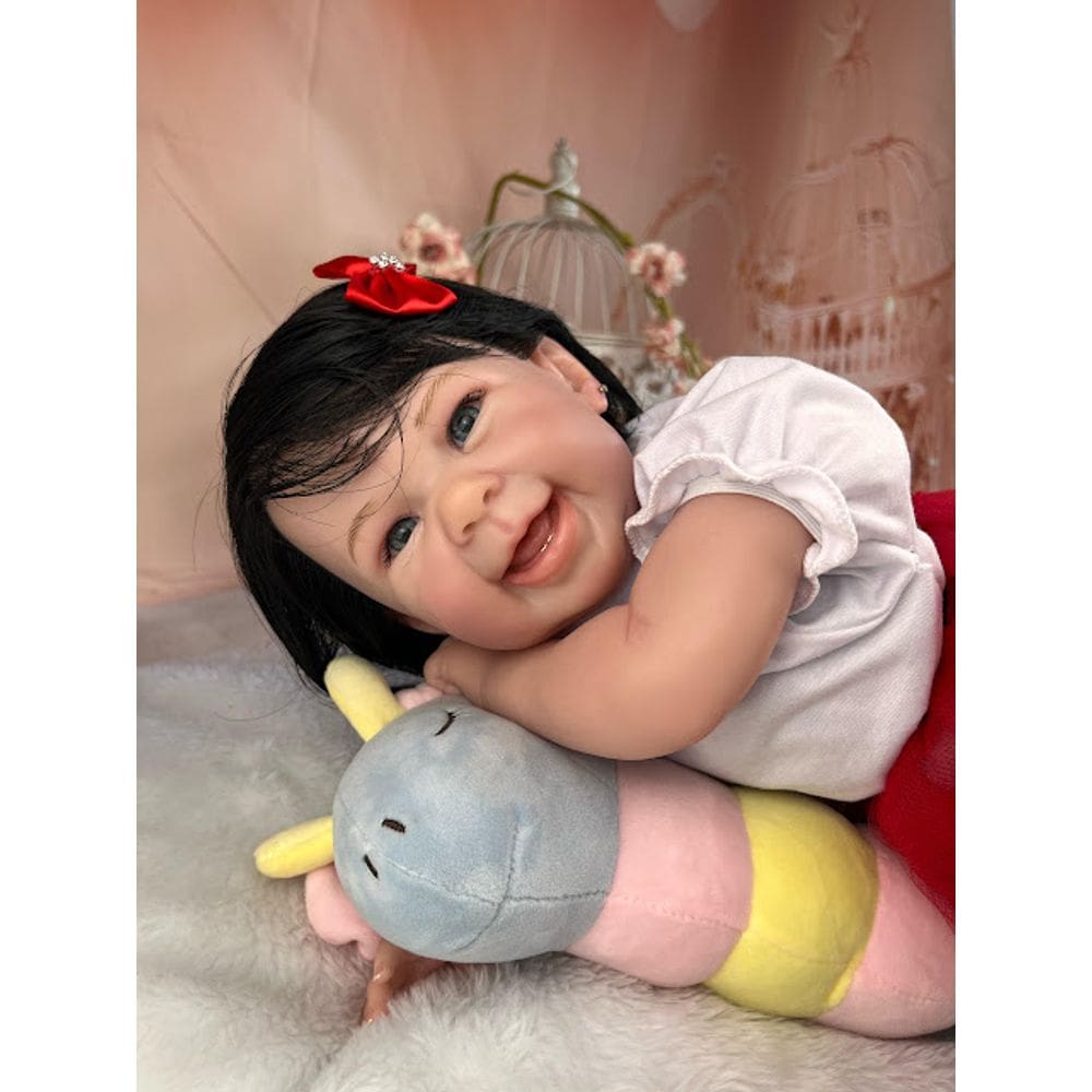 Bebê Reborn Menina Morena Olhos Azuis Com Enxoval