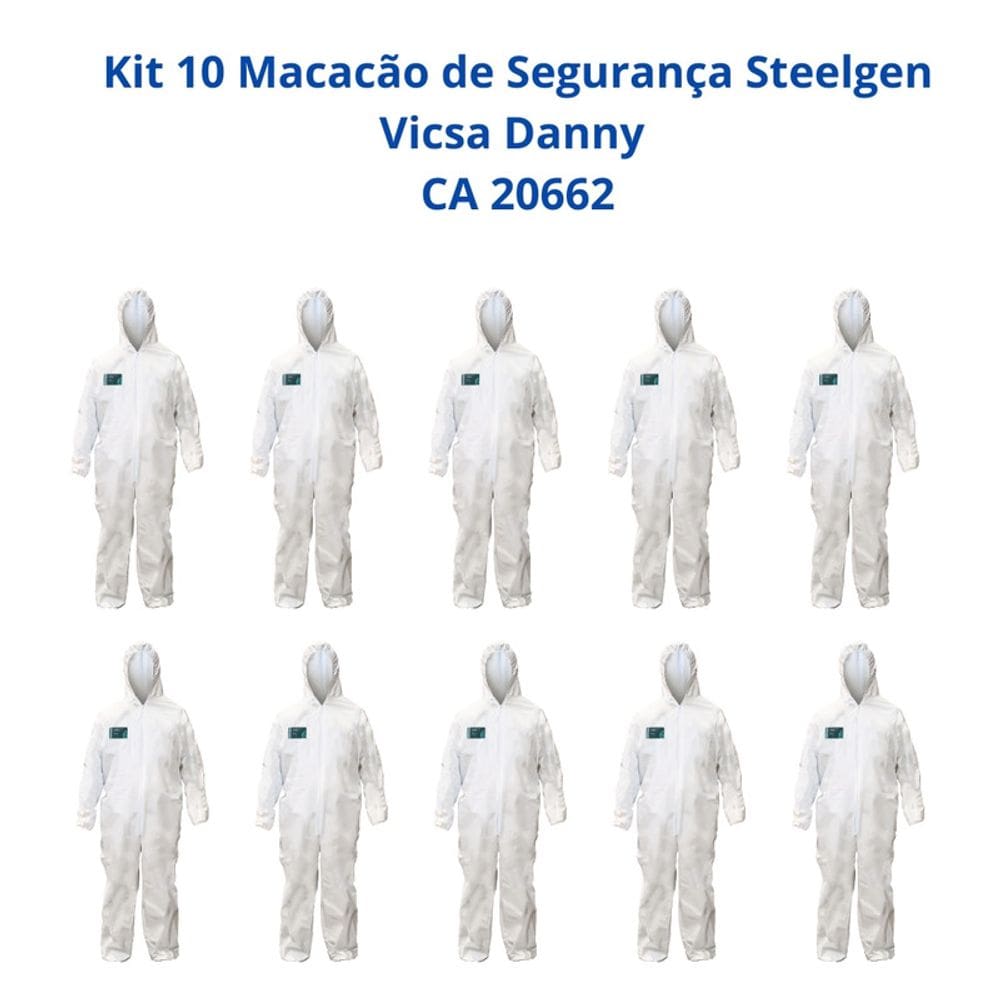 Kit 10 Macacão de Segurança Steelgen Vicsa Danny CA 20662