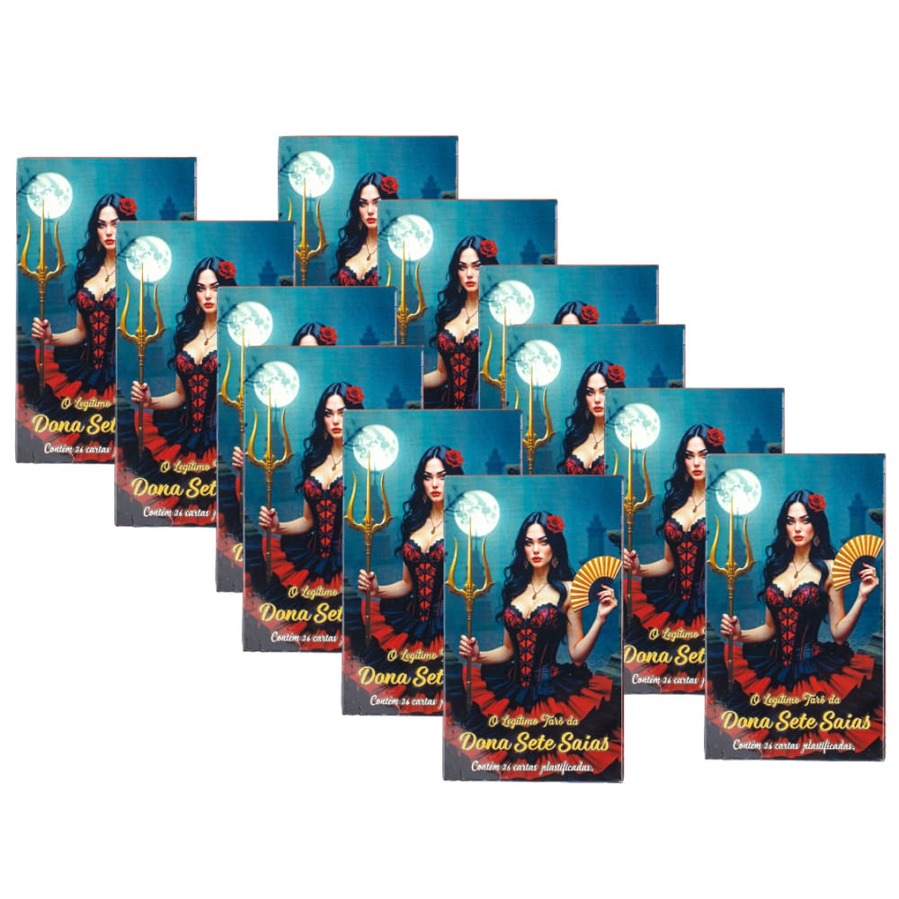 Kit c/ 12 O autêntico Tarô Dona Sete Saias 36 Cartas Plas+Man
