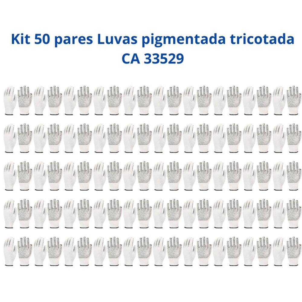 Kit 50 Luva Pigmentada Tricotada Reforçada Pano Epi TAM U CA 33529