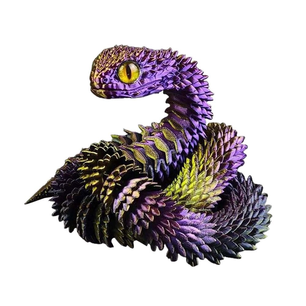 Conjunto de brinquedos de animais impressos em 3D Snake Articulated Flexível Roxo