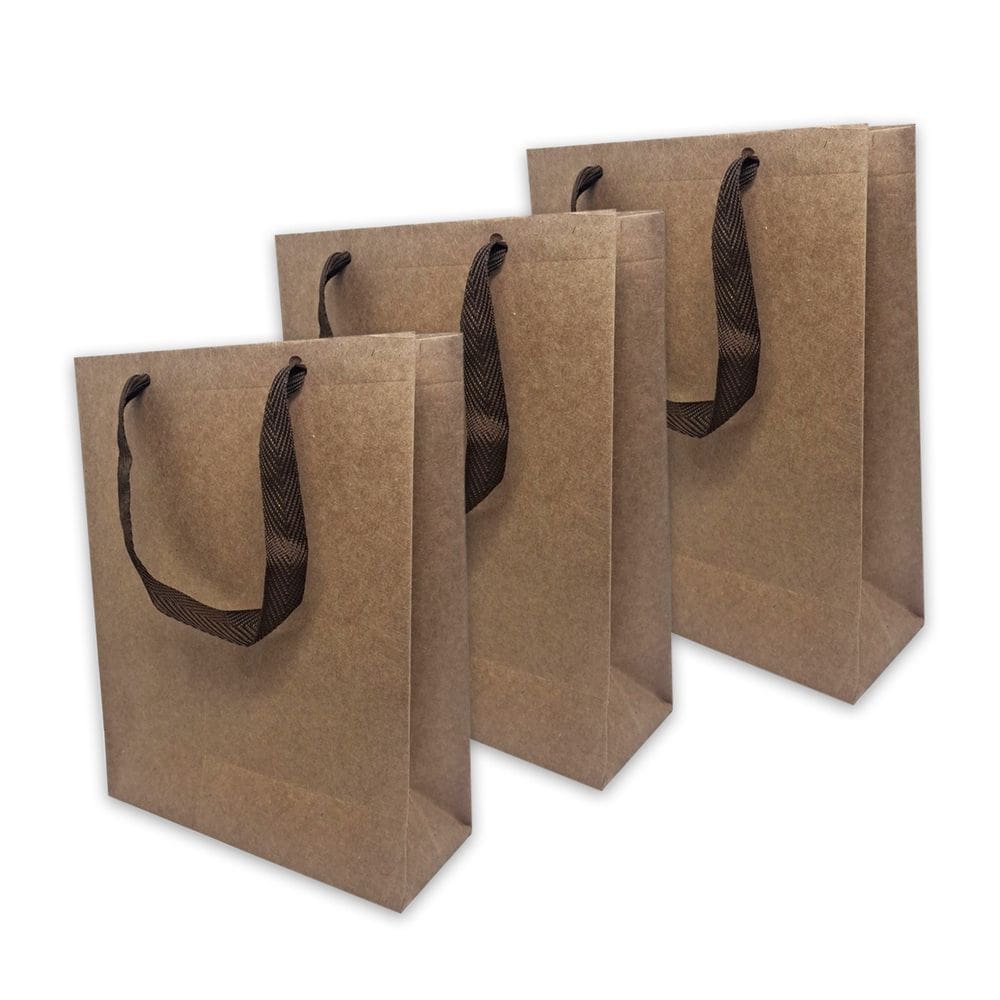 Kit 50 Sacolas De Papel Kraft P Com Alça Prática 20 cm