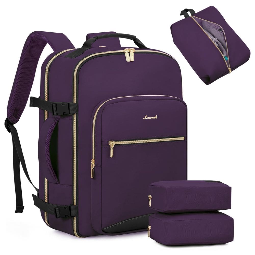 Mochila de viagem LOVEVOOK 40L para mulheres e homens, laptop de 17&quot;, roxa