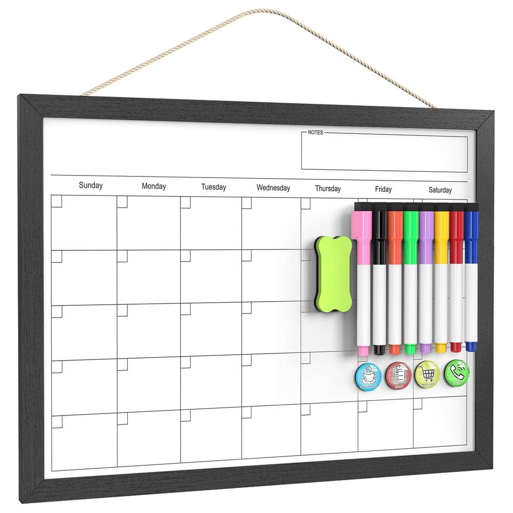 Calendário apagável a seco Tankee 43x33cm, quadro branco magnético