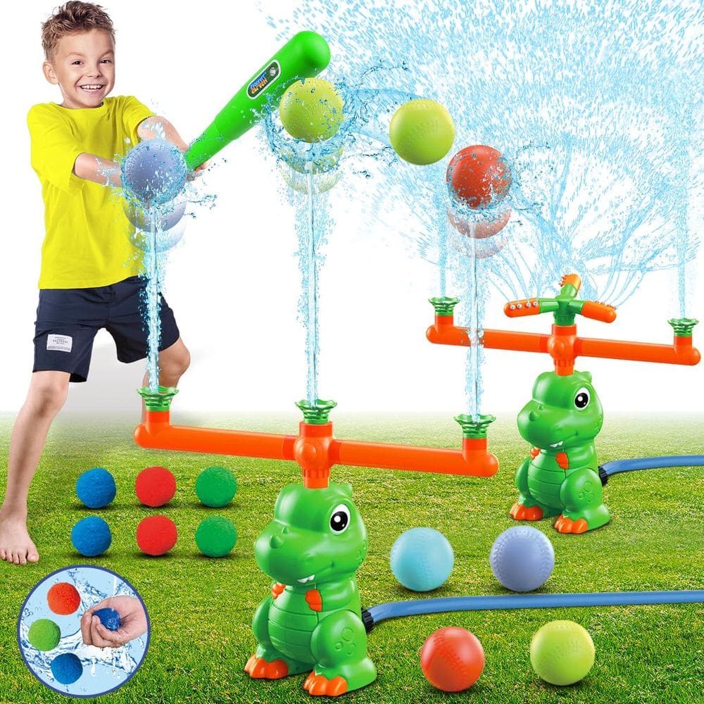Brinquedo Water Sprinkler & Splash Baseball & Water Ball VATOS Dinosaur 4 em 1 para crianças