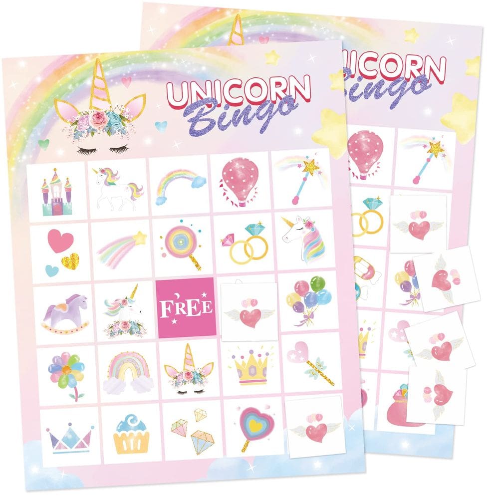 Unicorn Party Games WERNNSAI Unicorn Bingo Cards para 24