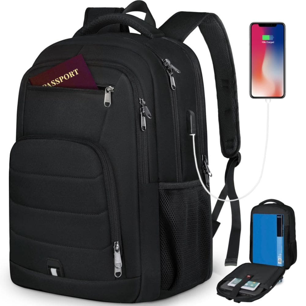 Mochila para laptop RAINSMORE de 17 polegadas impermeável para homens e mulheres