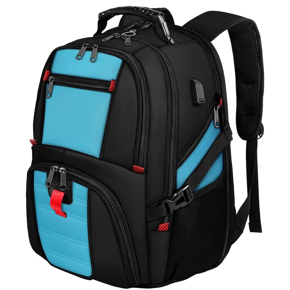Mochila para laptop YOREPEK 18.4 com porta de carregador USB azul