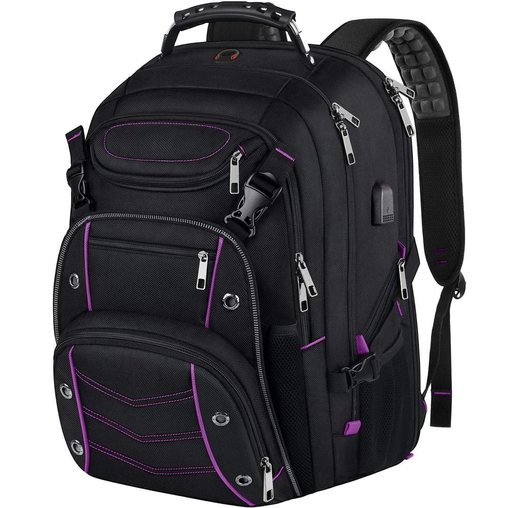 Mochila VECKUSON unissex 46,7 cm para laptop RFID roxa de 18,4&quot;