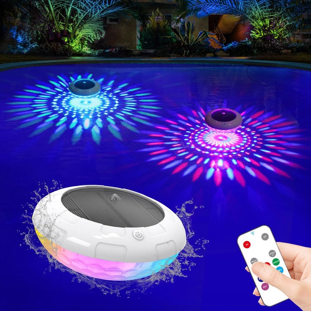 Luzes de piscina flutuantes LENONE alimentadas por energia solar RGB à prova d`água