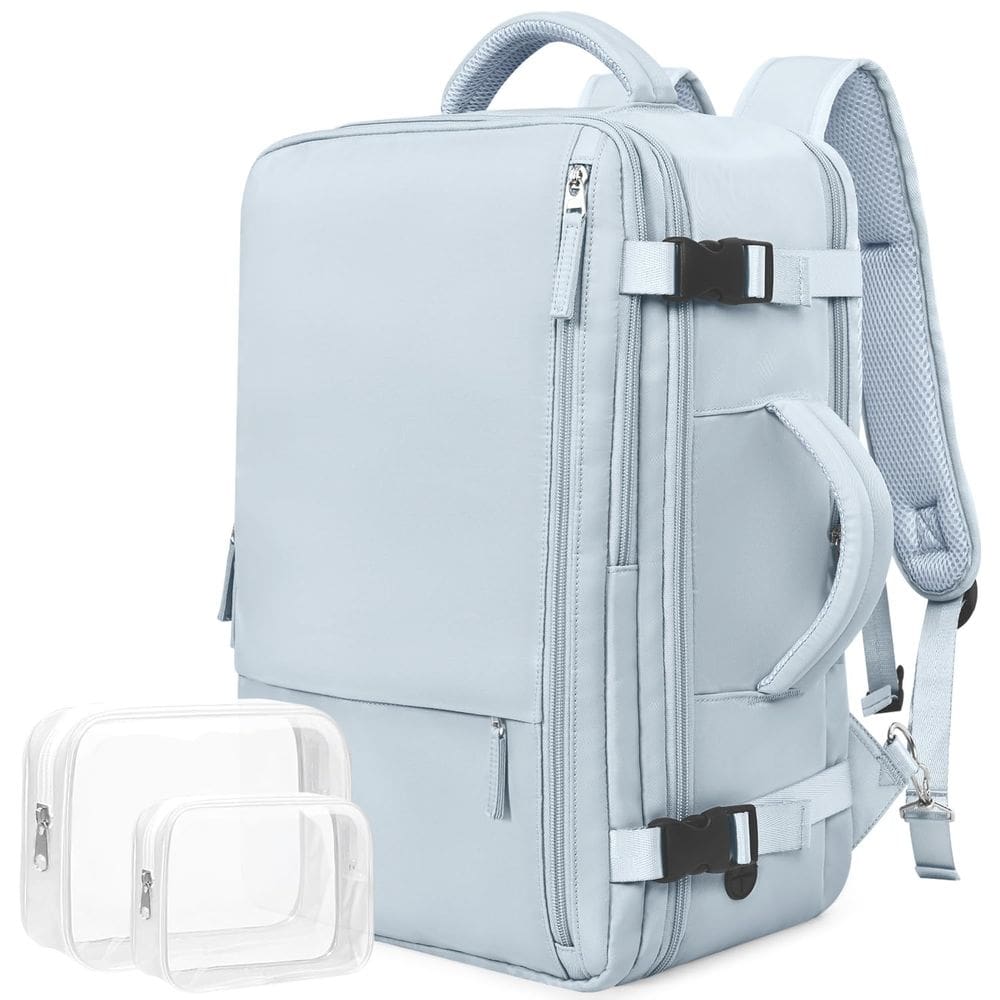 Mochila de viagem para laptop Rinlist Carry On 15,6" azul claro