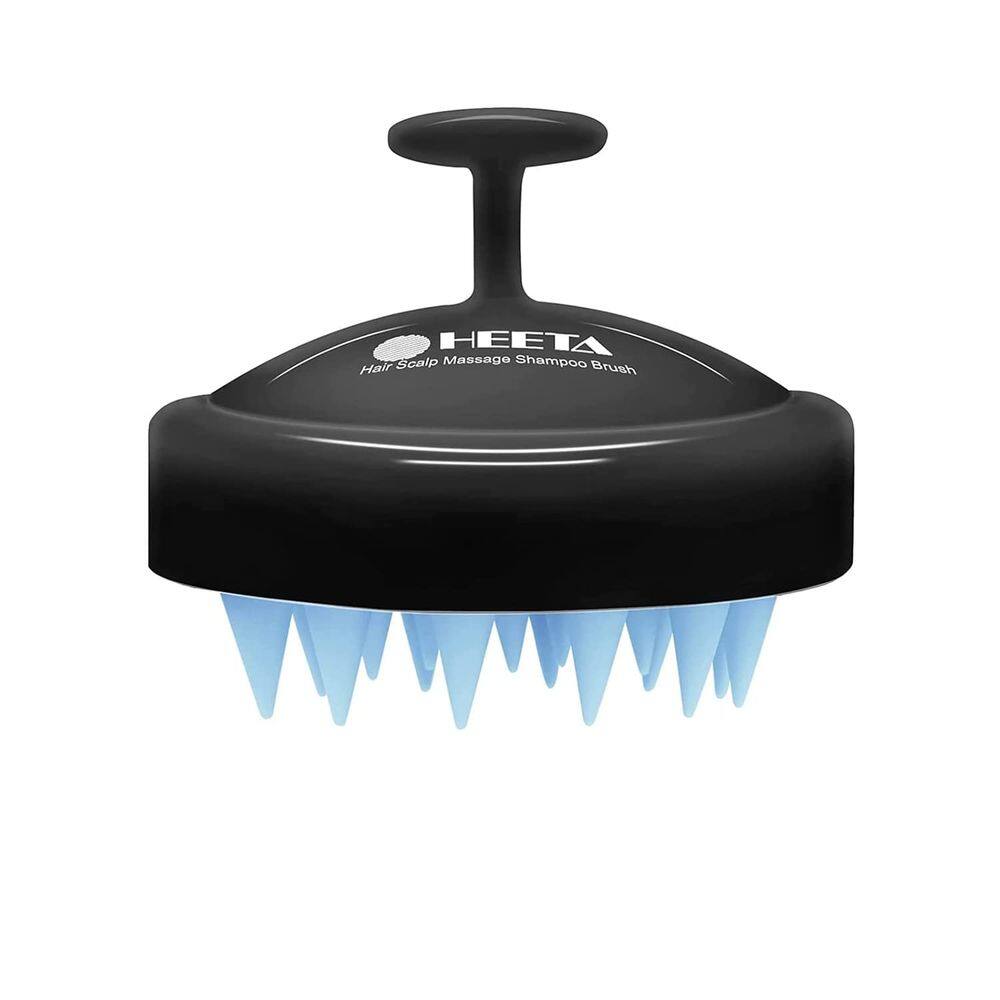 Massageador de couro cabeludo HEETA para crescimento de cabelo e remoção de caspa preto azul